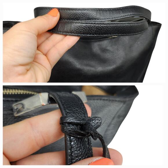 Ralph Lauren Purse Black Shoulder Bucket Large 100% Leather Silver Top Handle - Picture 10 of 15